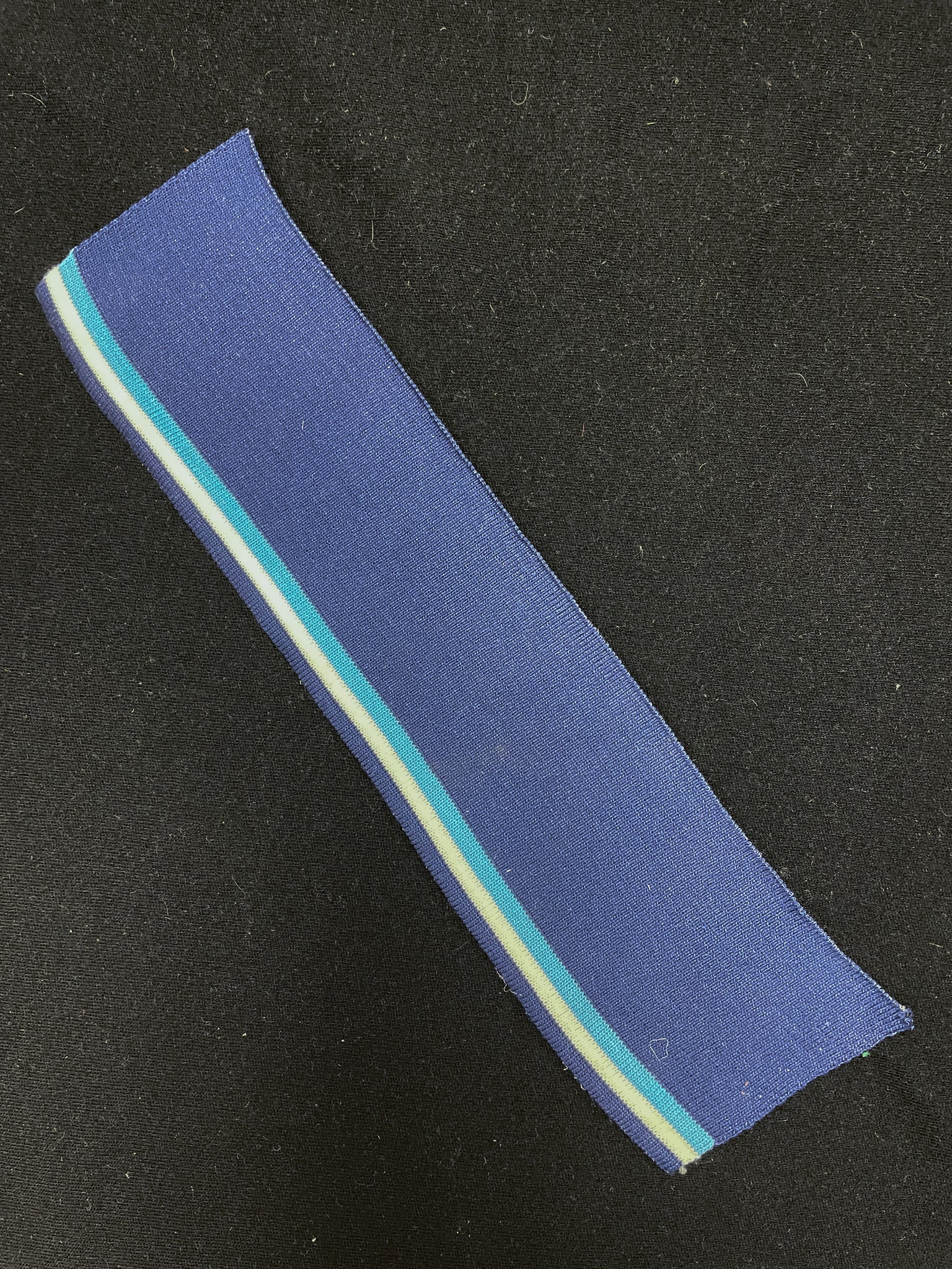 Poly/Cotton Ribbed Collar Vintage - Navy Blue with Stripes in Light Blue and White