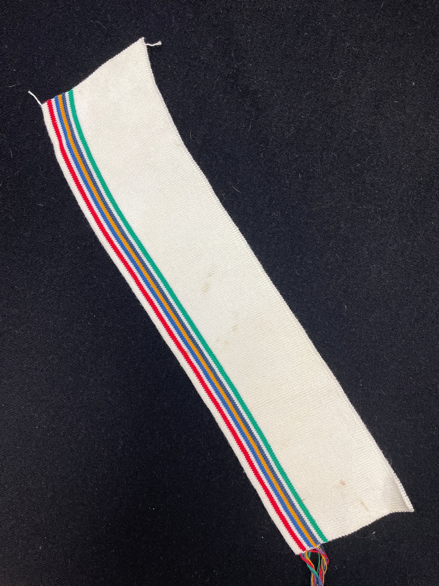 Poly/Cotton Ribbed Collar Vintage - Off White with Multi Colored Stripes