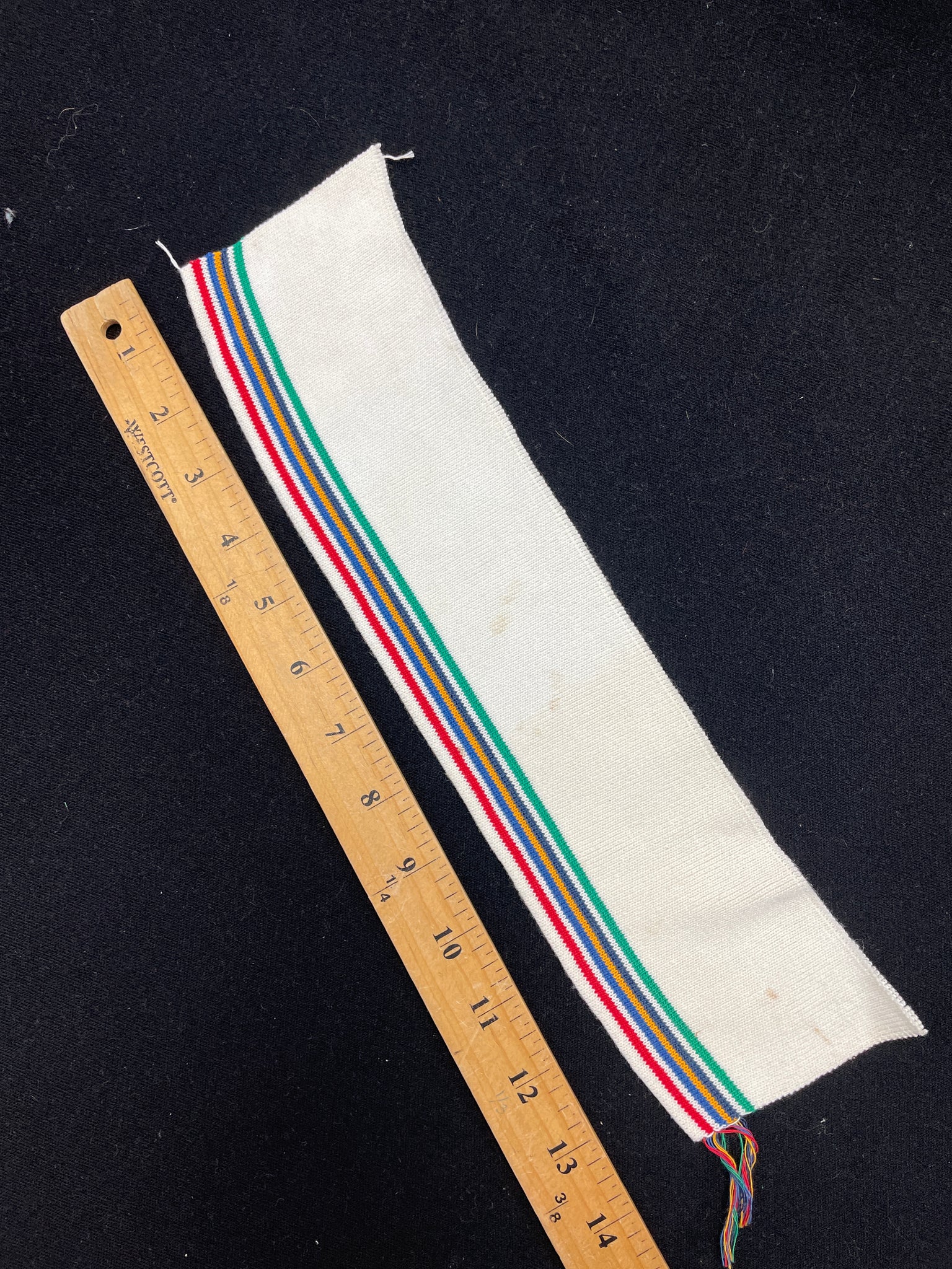 Poly/Cotton Ribbed Collar Vintage - Off White with Multi Colored Stripes