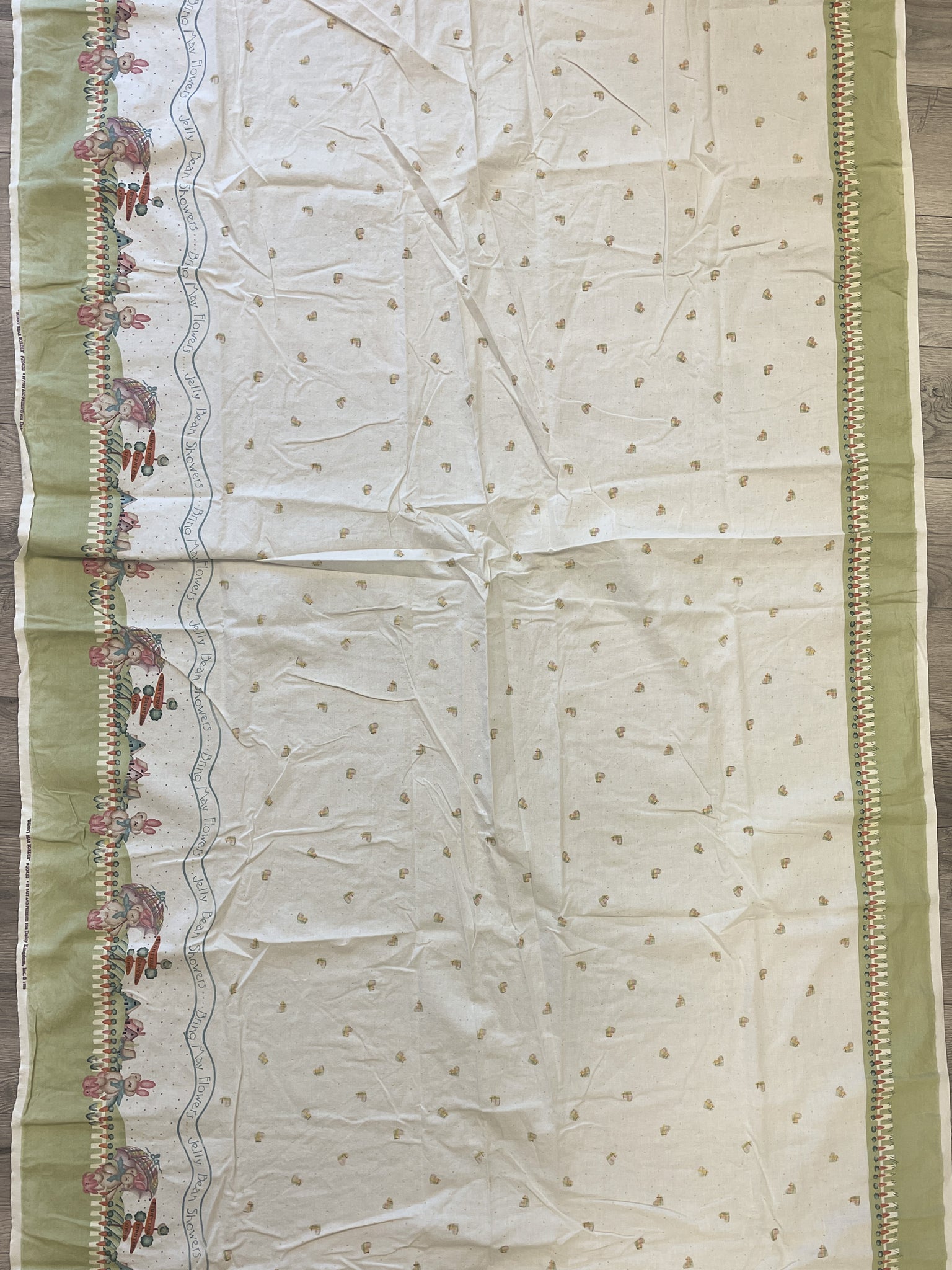 1996 1 7/8 YD Quilting Cotton with Borders Vintage - Off White with Patchwork Hearts and Borders