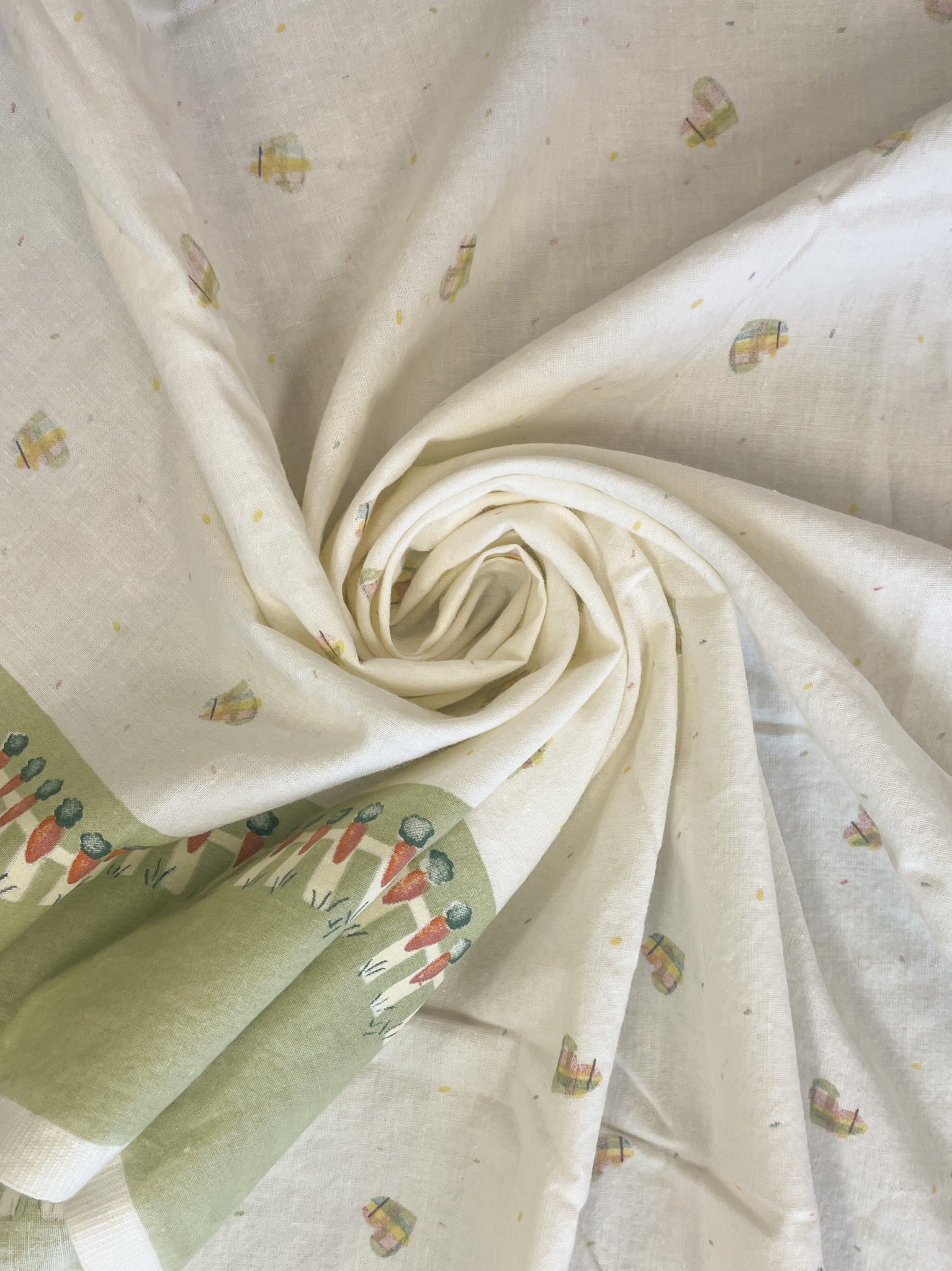 1996 1 7/8 YD Quilting Cotton with Borders Vintage - Off White with Patchwork Hearts and Borders