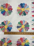 1 3/4+ YD Quilting Cotton - Printed Dresden Plates on White