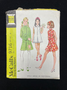 1969 McCall's 9716 Sewing Pattern - Junior's Dress