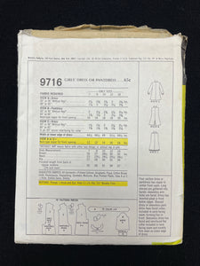 1969 McCall's 9716 Sewing Pattern - Junior's Dress