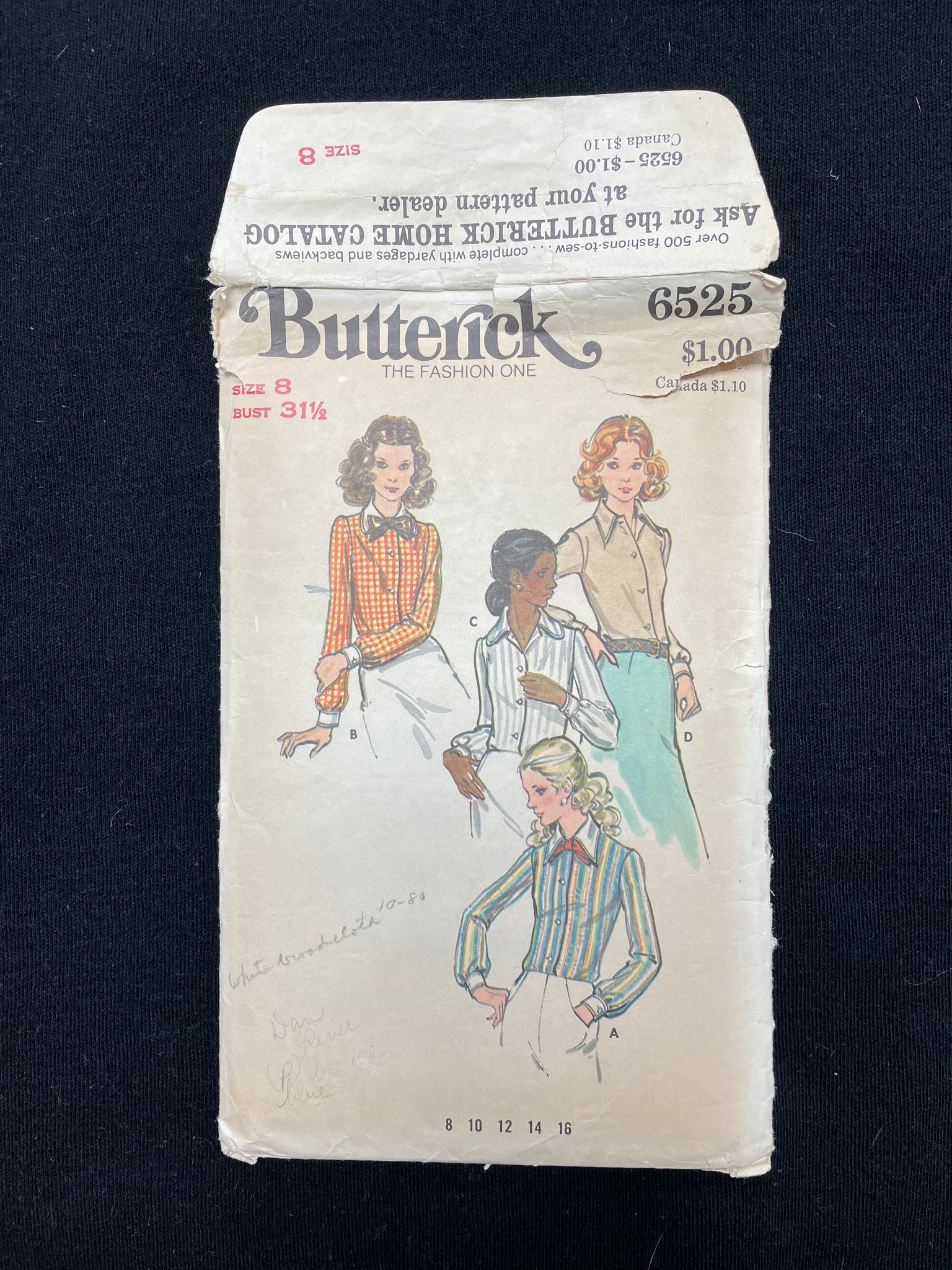 1970's Butterick 6525 Shirts & Bow Tie