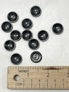 SALE Buttons Black Plastic Set of 12 - Black