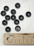 Buttons Black Plastic Set of 12 - Black