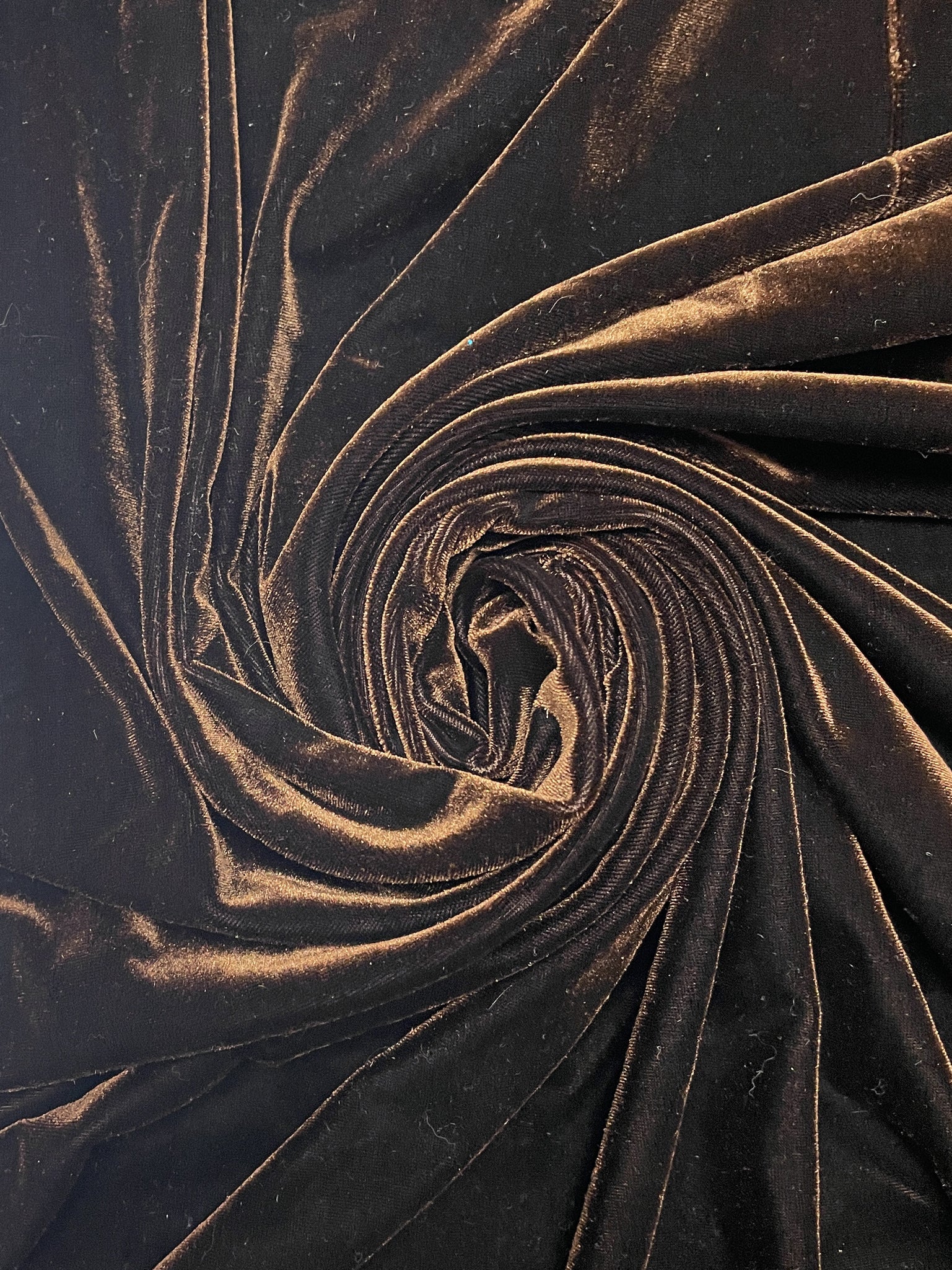 3 1/4 YD Polyester Knit Stretch Velvet - Dark Brown