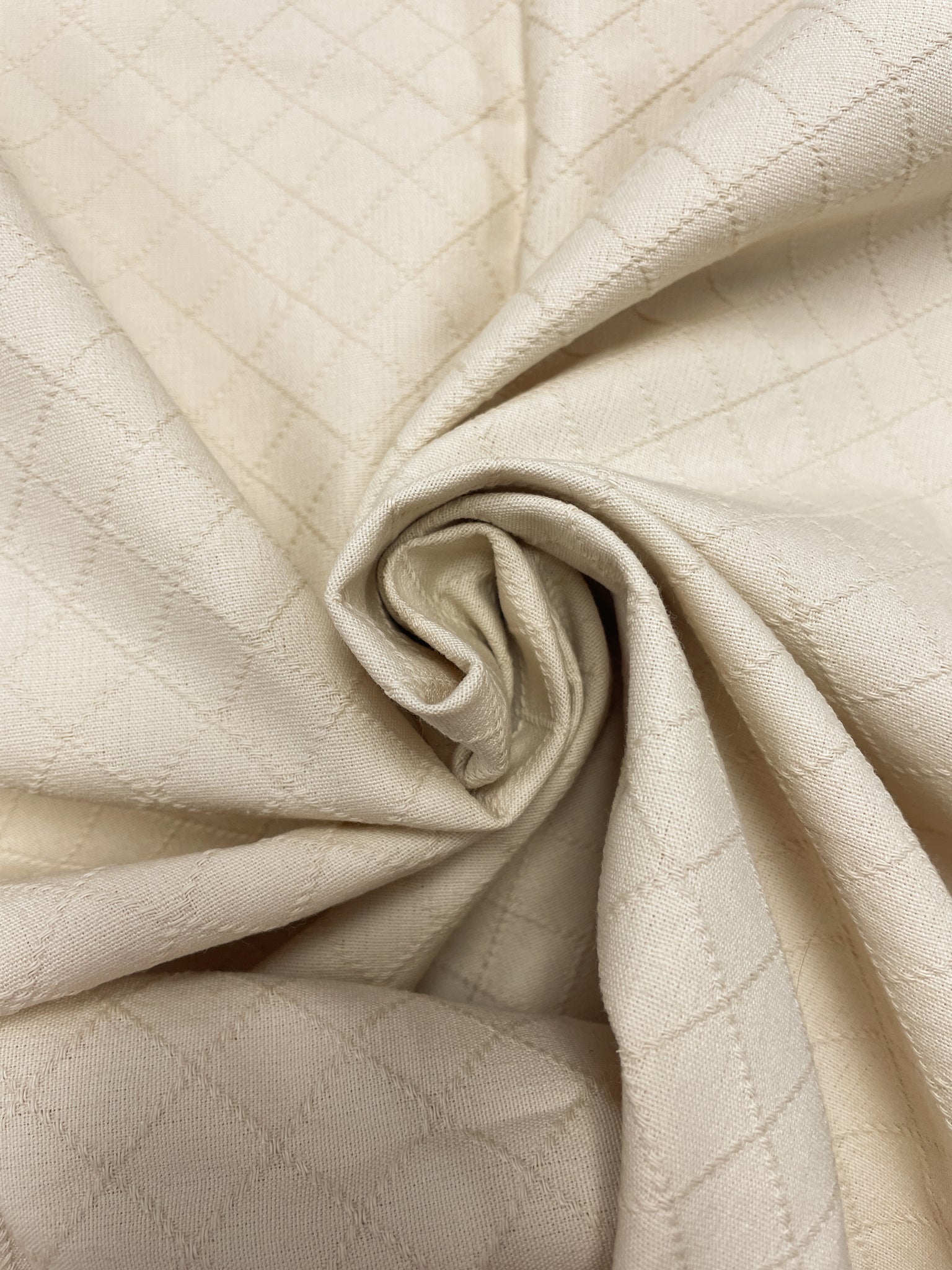 3 7/8 YD Cotton Brocade - Cream Lattice