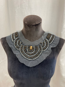 Beaded Collar Vintage - Wood, Glass and Metal Beads on Tulle