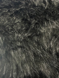 1 YD Polyester Long Pile Faux Fur - Black with Metallic Silver