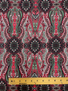 Quilting Cotton - Paisleys in Red, Green, Black and White