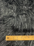1 YD Polyester Long Pile Faux Fur - Black with Metallic Silver
