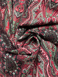 Quilting Cotton - Paisleys in Red, Green, Black and White