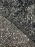 1 YD Polyester Long Pile Faux Fur - Black with Metallic Silver