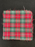 Cotton Flannel Bundle of 9" Squares - Yarn-Dyed Red, Green, and Light Blue Plaid 1 POUND