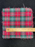 Cotton Flannel Bundle of 9" Squares - Yarn-Dyed Red, Green, and Light Blue Plaid 1 POUND