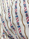 2 1/2 YD Poly/Cotton Voile Vintage - Cream with Stripes of Lighthouses and Rope