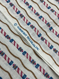2 1/2 YD Poly/Cotton Voile Vintage - Cream with Stripes of Lighthouses and Rope