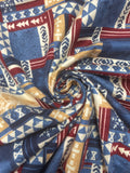 1 1/4 YD Cotton Flannel - Mountain Motifs in Blues, Red, Beige and Maroon