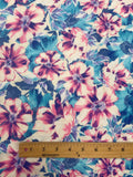 3 3/4 YD Rayon Vintage - Turquoise with Pink and Cream Flowers