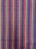 3 YD Poly/Cotton Shirting Printed Stripes Vintage - Purple, Red, Black, White and Floral