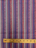 3 YD Poly/Cotton Shirting Printed Stripes Vintage - Purple, Red, Black, White and Floral