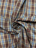 1 1/4 YD Polyester Yarn-Dyed Plaid Shirting Vintage - Beige, Black, Red and Blue