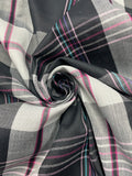 2 YD Poly/Cotton Yarn-Dyed Plaid Vintage - Black, Purple, Turquoise, Pink and White