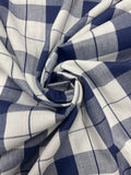 2 3/8 YD Poly/Cotton Yarn-Dyed Plaid Vintage - Navy Blue and White