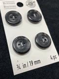 Buttons Plastic Set of 4 - Marbled Black/Gray