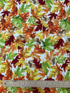 4 3/8 YD Cotton Duck - White with Fall Leaves