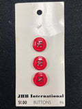Button Plastic Set of 3 - Shiny Red