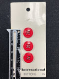 Button Plastic Set of 3 - Shiny Red