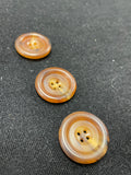 Button Plastic Set of 3 Vintage - Marbled Brown