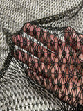 SALE 2 YD Polyester Net Panel with Fringe - Black with Gold Lurex and Self Fringe