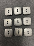 Button Plastic Set of 9 Vintage - Black Squares