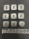 Button Plastic Set of 9 Vintage - Black Squares