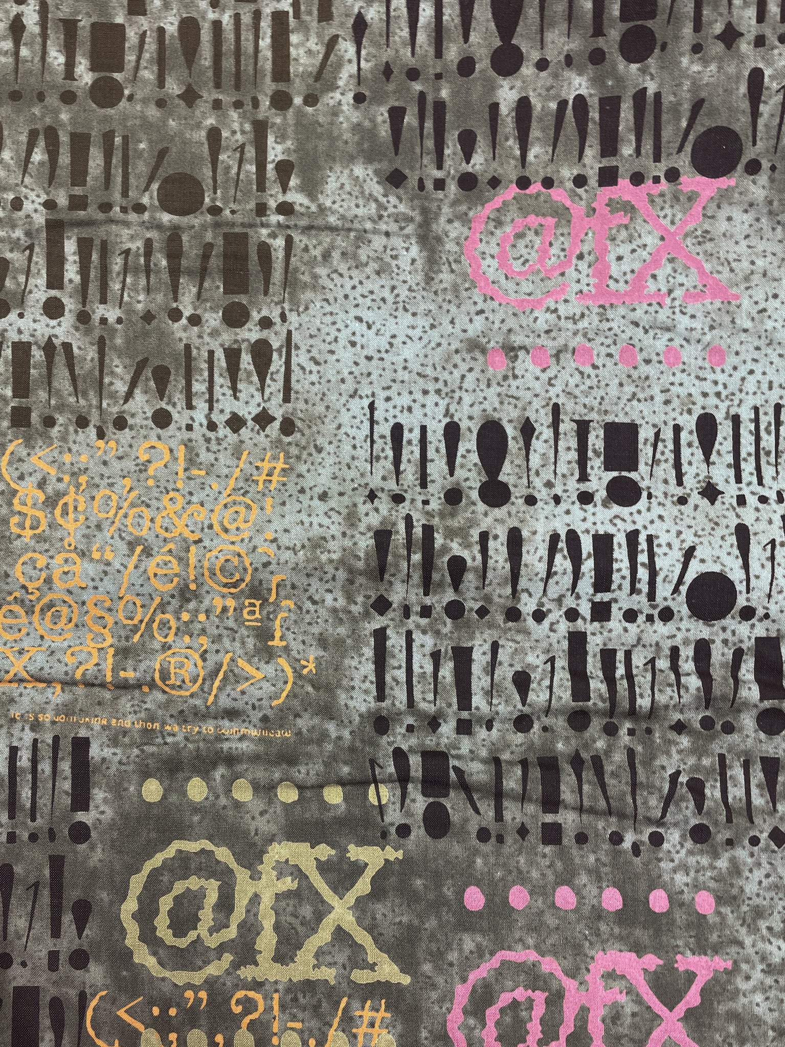 2 1/2 YD Quilting Cotton - Mottled Greenish Gray with Special Text Characters