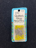 200 Quilter's Glass Head Pins - Very-Fine with Yellow Glass Heads