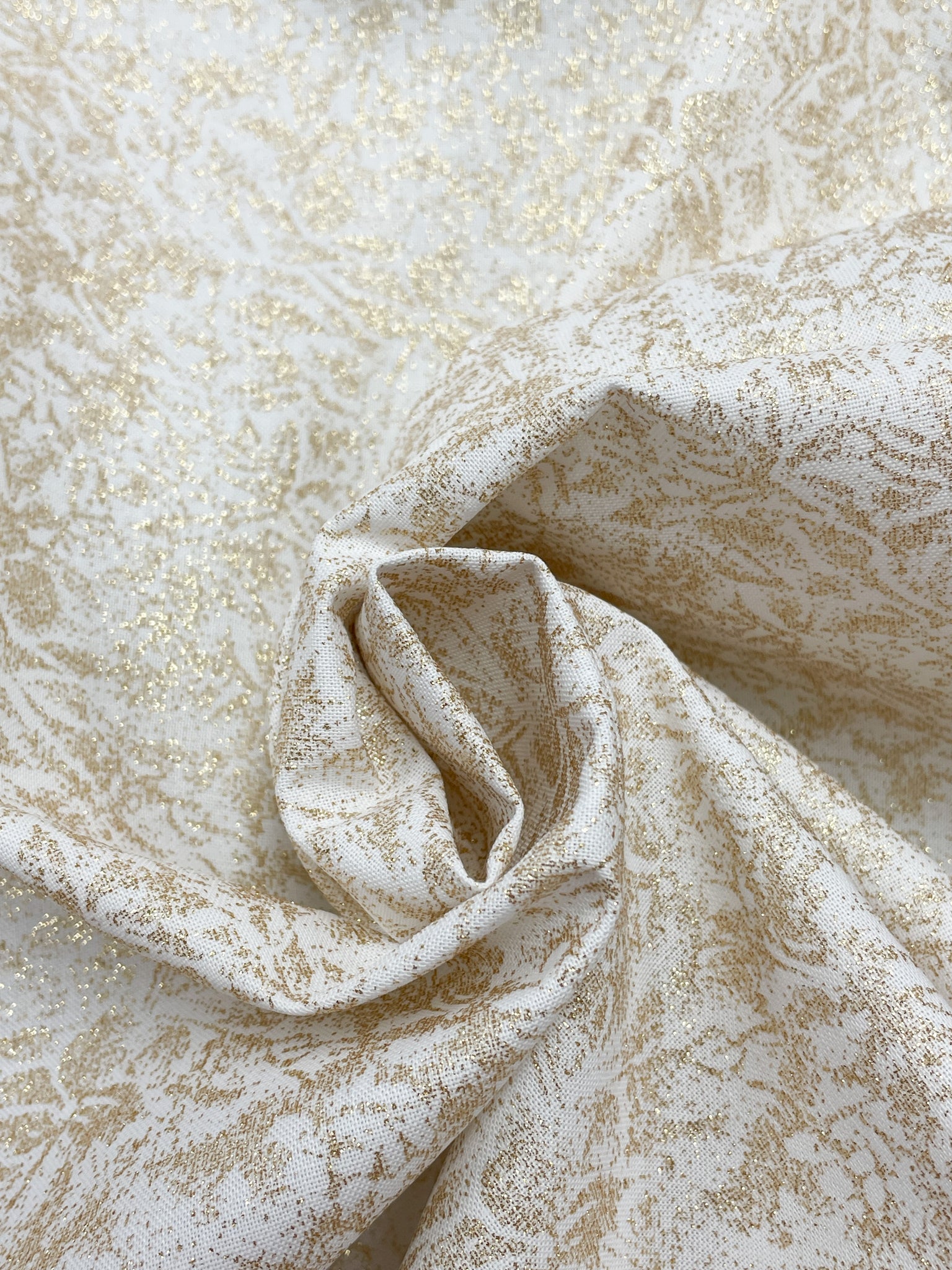 Quilting Cotton - White with Metallic Gold
