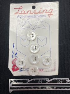 Buttons Plastic Set of 6 Vintage - Pearlescent White