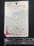 Buttons Plastic Set of 6 Vintage - Pearlescent White