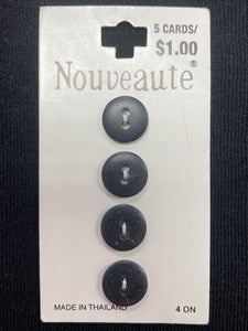 Buttons Plastic Set of 4 Vintage - Matte Black