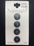 Buttons Plastic Set of 4 Vintage - Matte Black