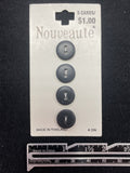 Buttons Plastic Set of 4 Vintage - Matte Black
