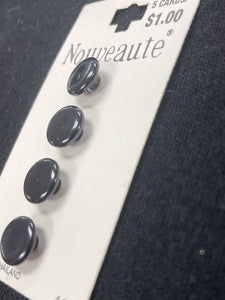 Buttons Plastic Set of 4 Vintage - Shiny Black