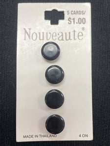 Buttons Plastic Set of 4 Vintage - Shiny Black