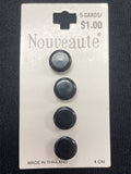 Buttons Plastic Set of 4 Vintage - Shiny Black