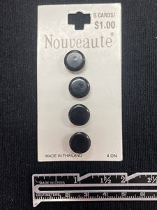Buttons Plastic Set of 4 Vintage - Shiny Black